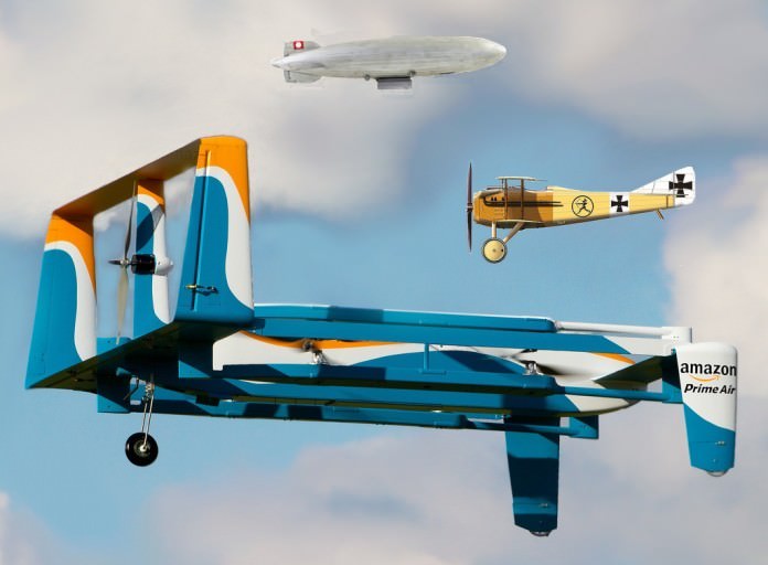 Amazon Prime Air Delivery Drone Delivers a Package During U.S. Debut